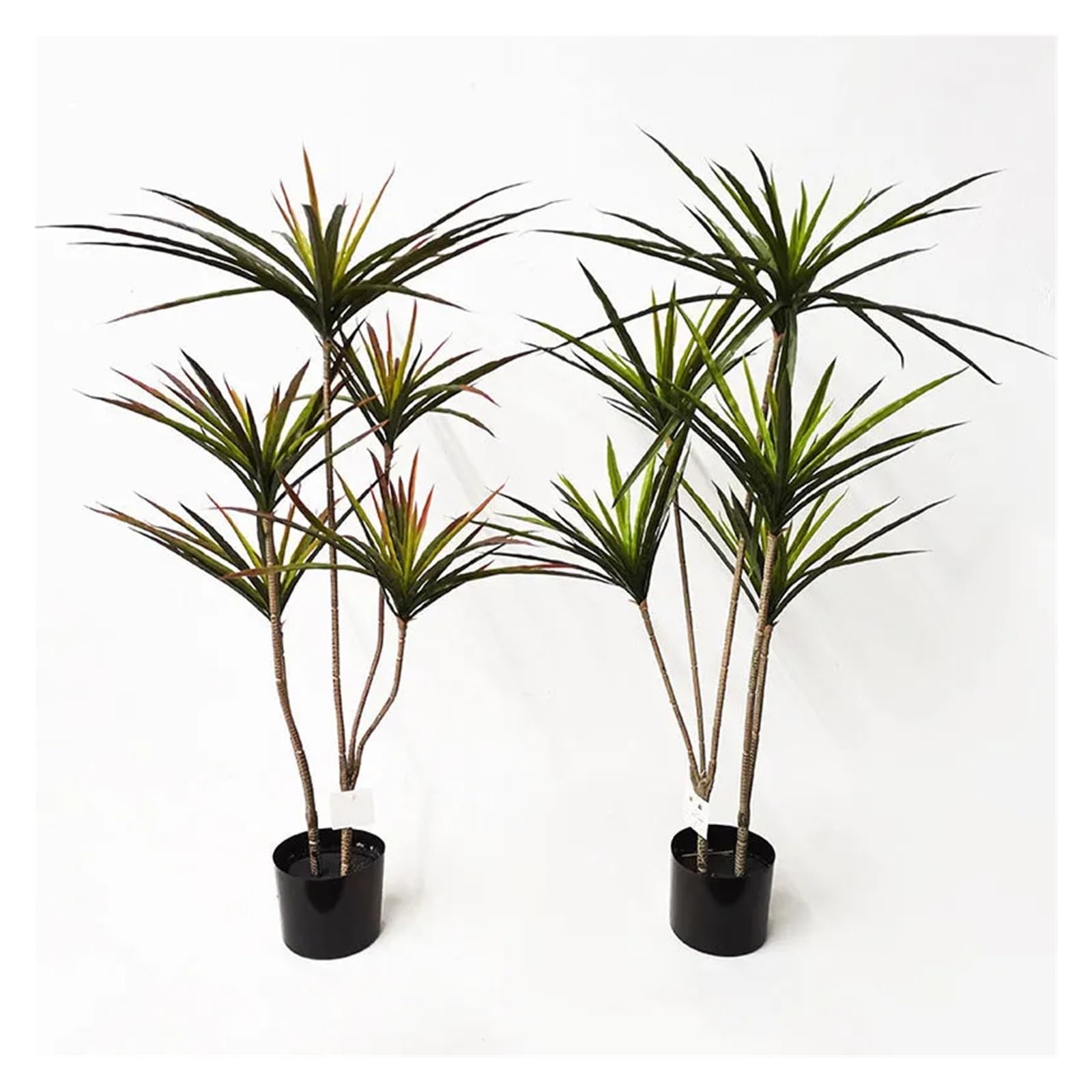 Künstliche Tannenzweige 90-120 cm künstliche Dracaena-Pflanzen, gefälschte Palmblätter aus Kunststoff, Cycas-Pflanze for die Innen- und Gartendekoration, tropische Topfpflanze(2-Heads Red Two)