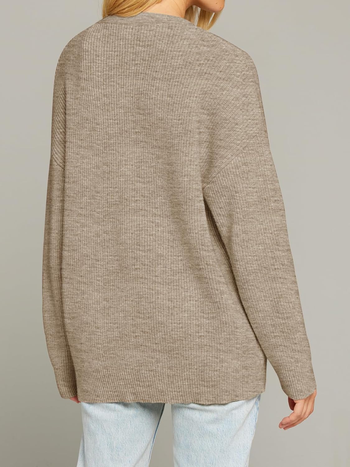 MEROKEETY Women's Cardigan Sweaters 2026 Fall Open Front Oversized Button V Neck Loose Soft Knit Outwear - Image 3