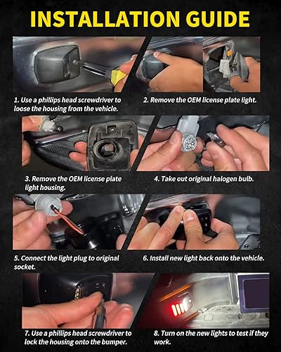 Miniatura 7 de Asgohme Luces LED para placa de matrícula de color blanco puro con tubo de neón OLED rojo de repuesto compatible con Toyota Tacoma 2005-2015 y