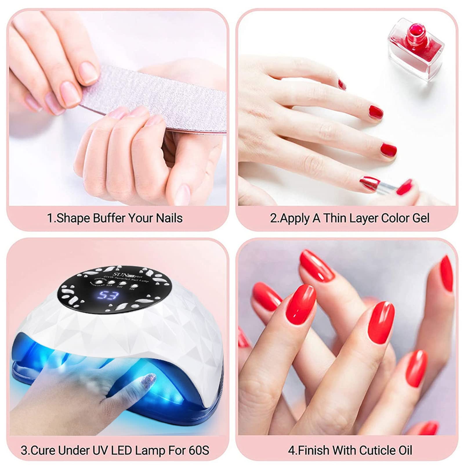 ZYC Lampada a LED 216W Lampada per Unghie per Unghie per Tutte Le ceramiche in Gel Polish Fast Curing con 4 Timer Grande Spazio Spazio Sensore Automatico Unghie