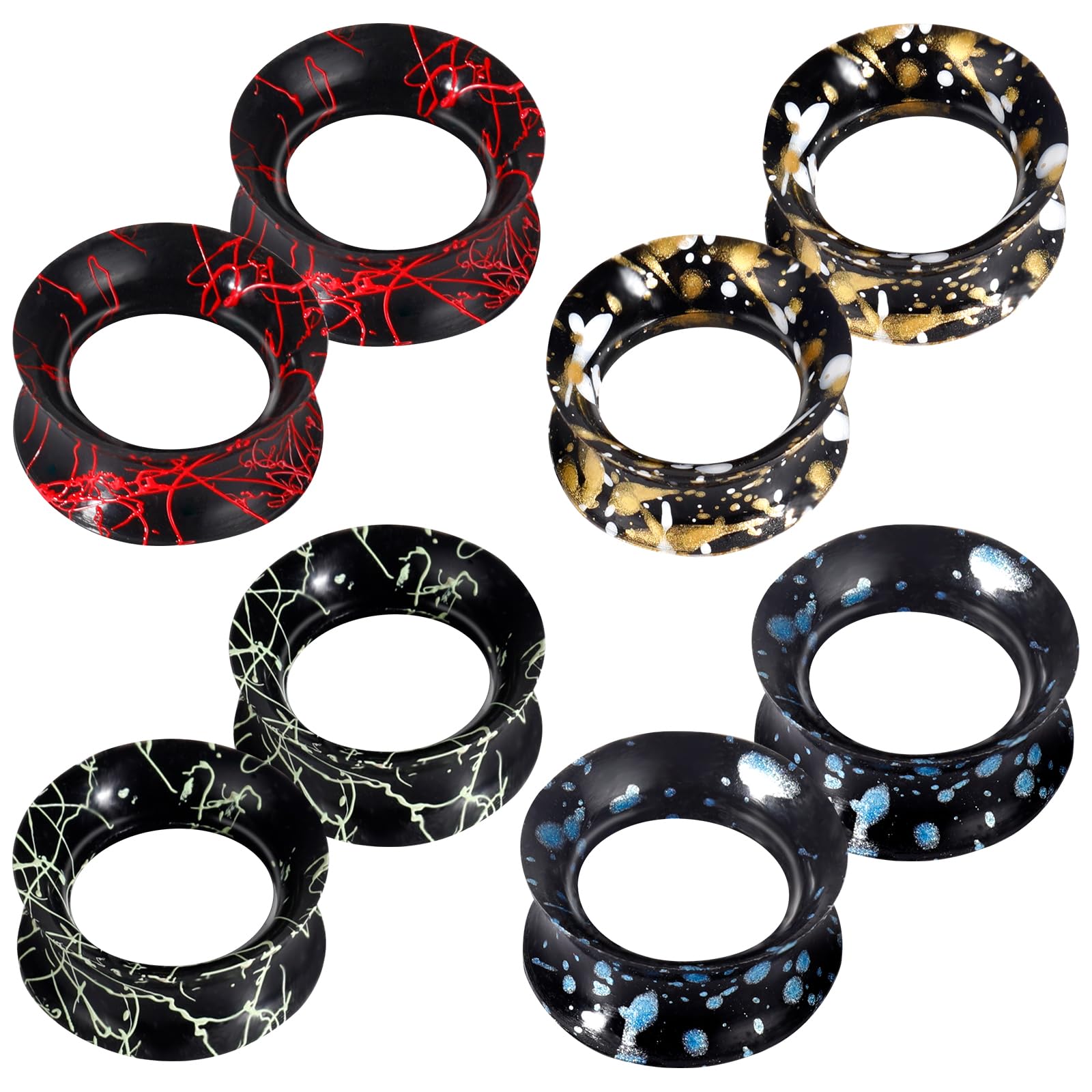 ONESING 2/8Pcs Silicone Gauges for Ears 00G-25mm Flexible Ear Tunnels Gauges Double Flared Ear Gauges Hypoallergenic Ear Expander Stretching Set for