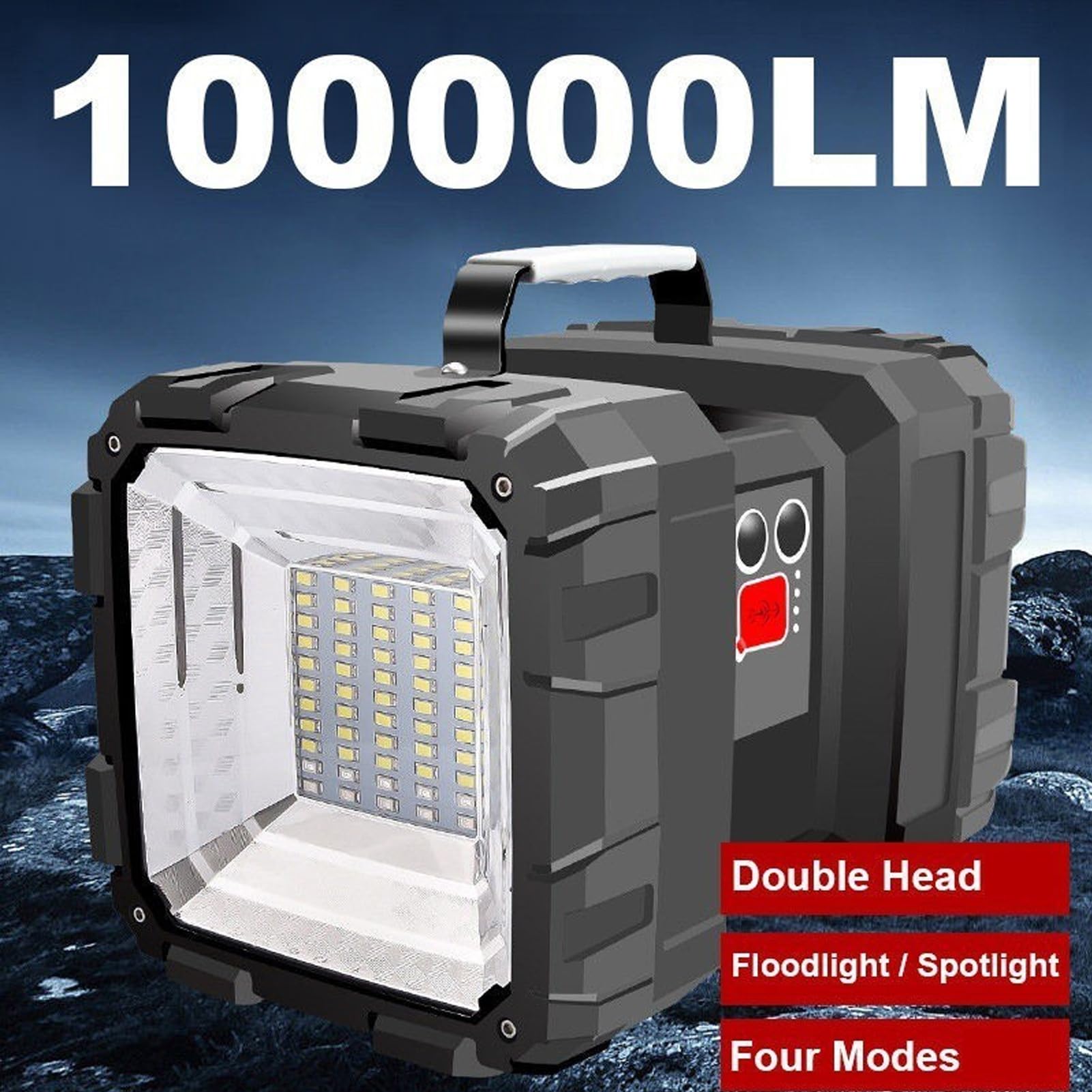 Linterna de Camping LED, Antorcha Recargable, Luz de Camping Linterna multifunción de 4800 mAh, Linterna LED Linterna de Mano Potente a Prueba de Agua, para Acampar, Uso en el Trabajo en casa black