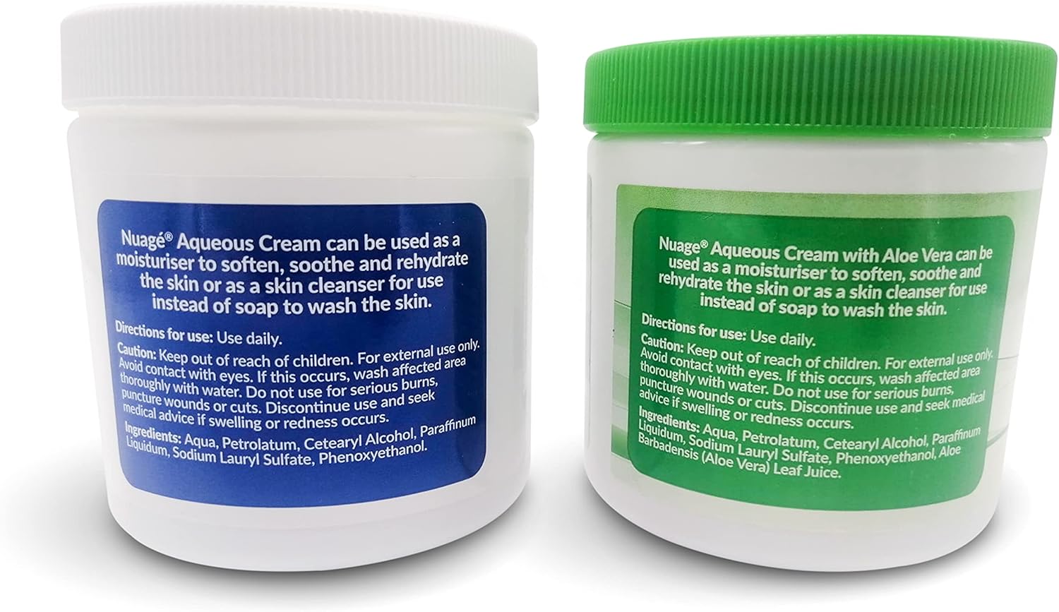 Nuage Aqueous Cream and Aqueous Cream with Aloe Vera Extracts, Emollient Cream Treatment for Dry