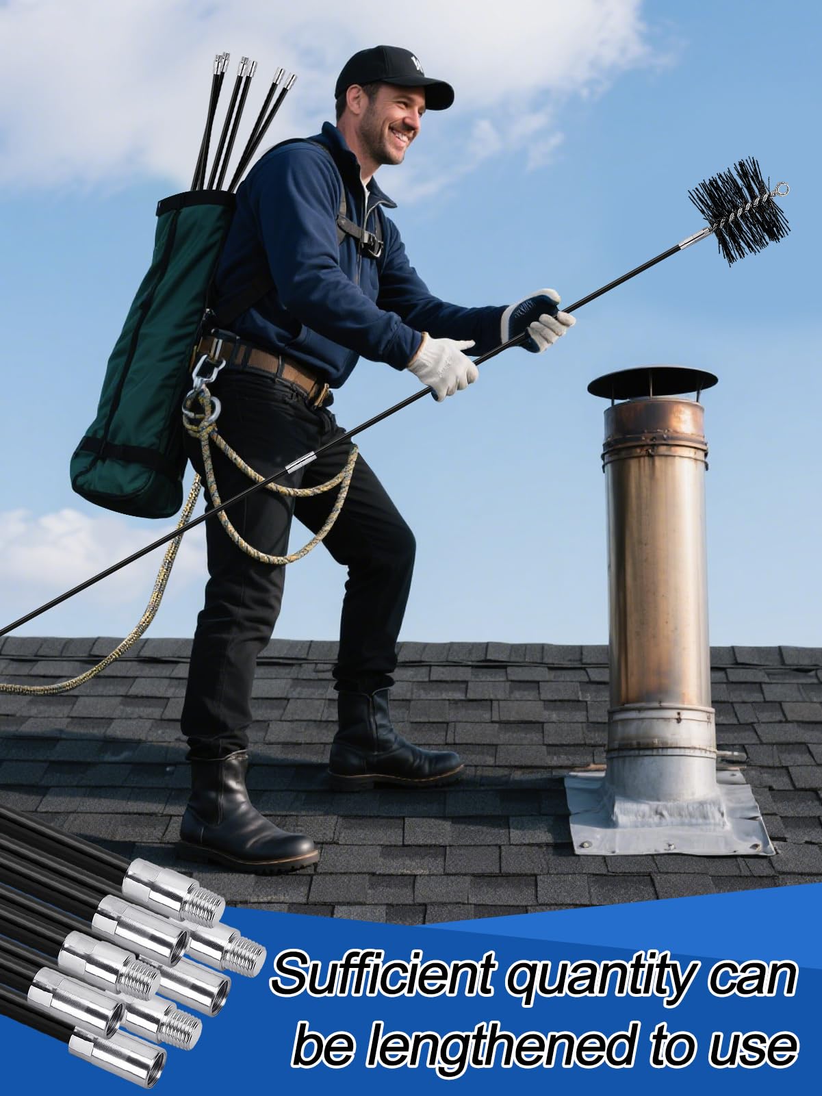 Snapklik.com : 24FT Fiberglass Chimney Cleaning Rod - Chimney Brush Rod ...