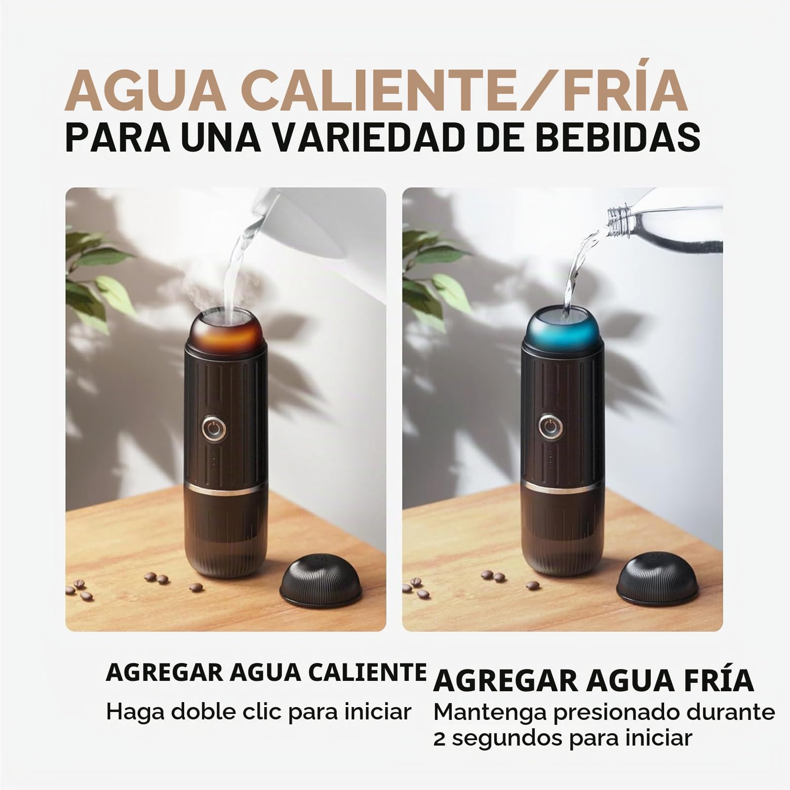 Máquina de café espresso eléctrica portátil, sistema de extracción de calor 2 en 1, cafetera espresso Crema Nespress, soporta café molido y cápsula NS, ME2218 (NEGRO)