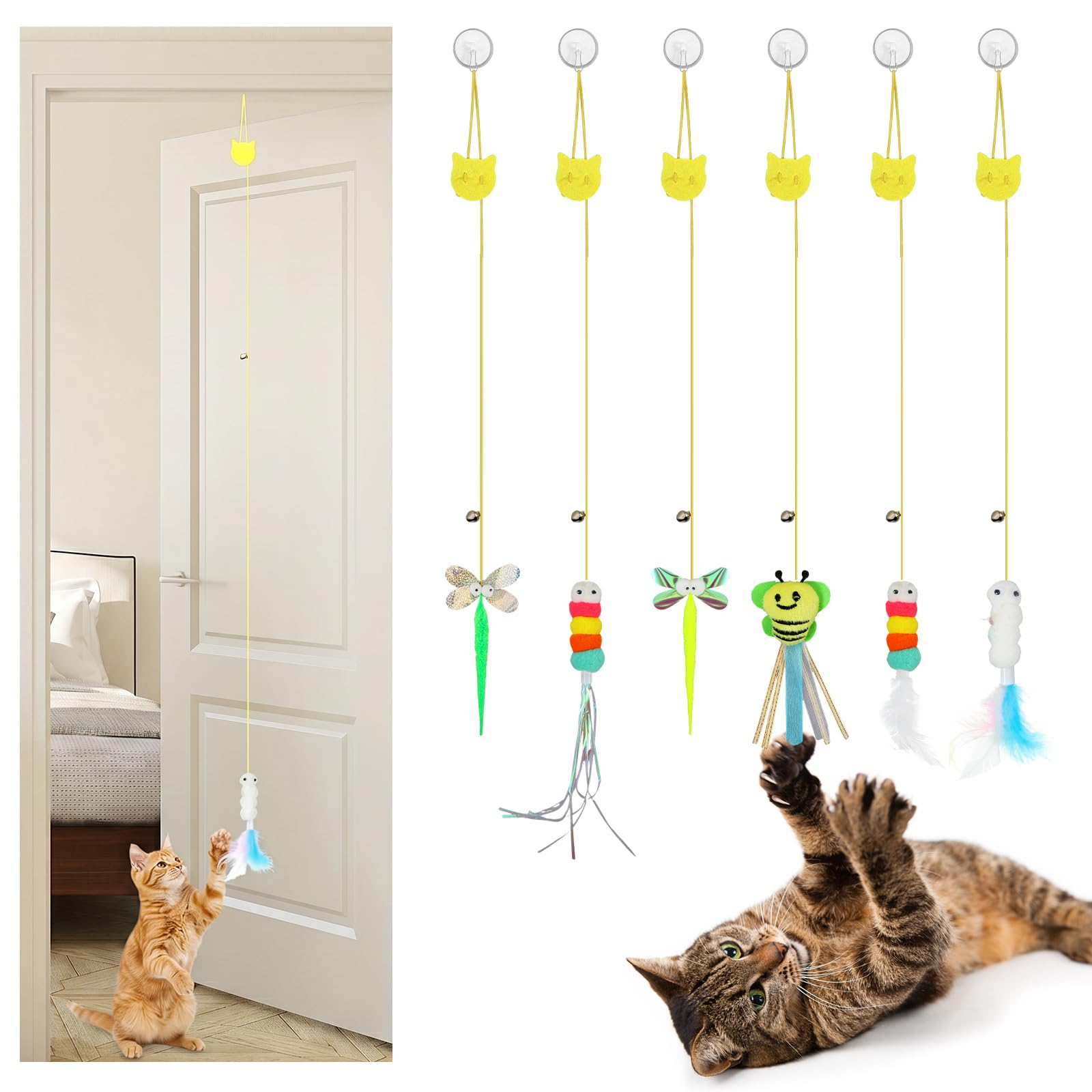 RAHHLIZS 6pcs Hanging Cats Toys Interactive Cat Toy for Indoor