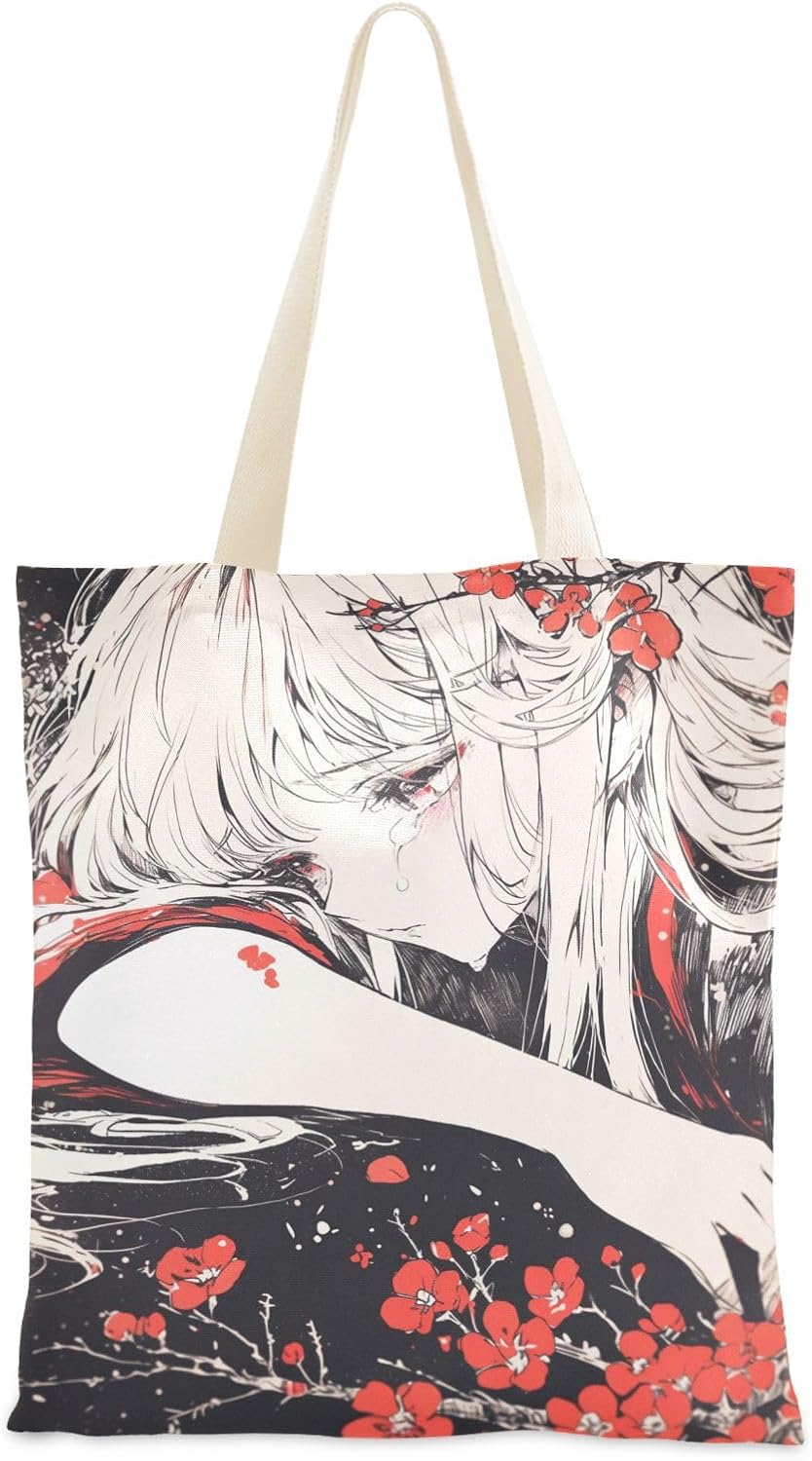 GuoChe Japanese Anime Canvas laptop bag with handles Reusable Tote Bag Canvas beach bag for Dail Bolsa de lona