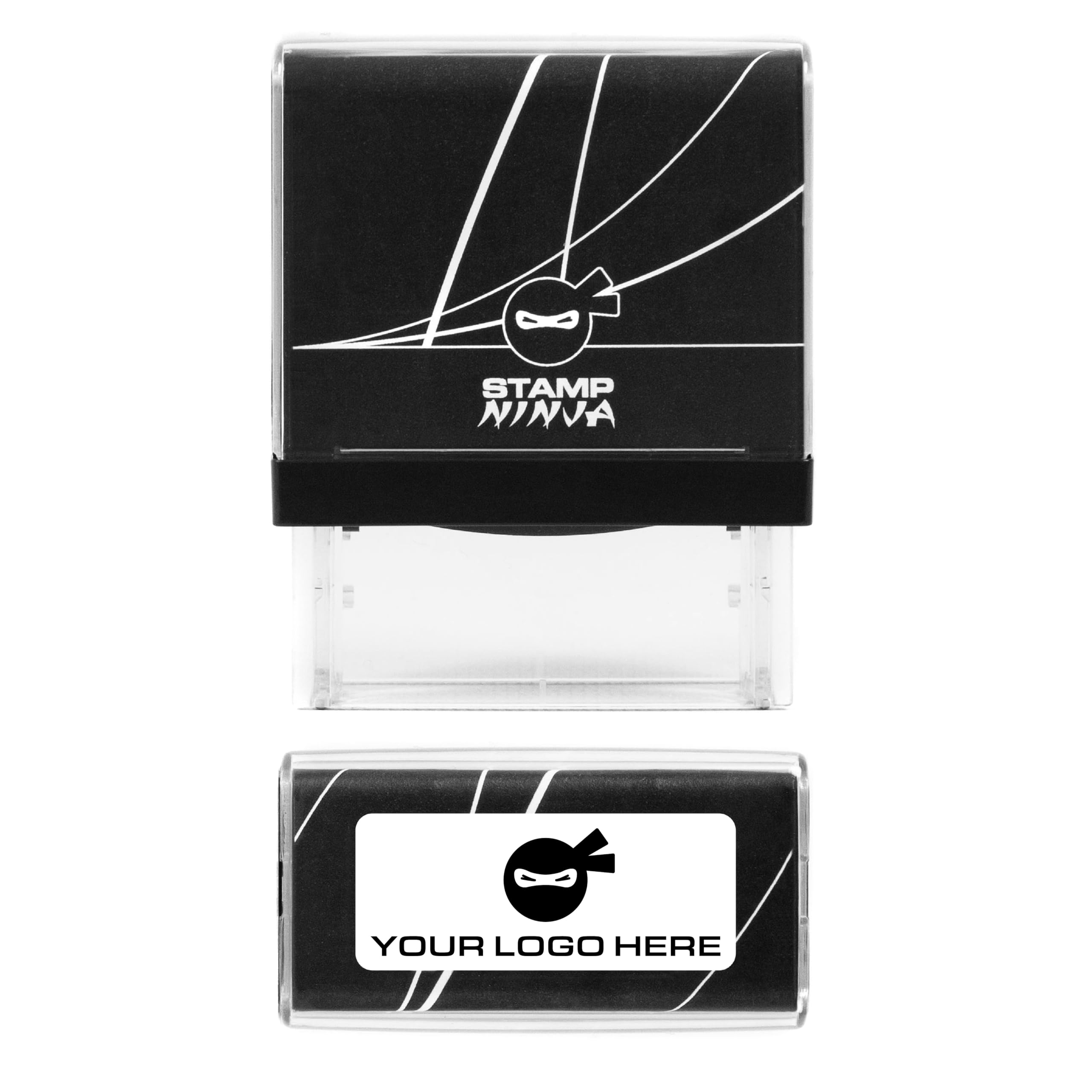 Stamp Ninja Black Custom Business Logo Stamp - Personalised Company Rubber Stamp, Custom Logo For Office, Branding & Packaging (37Mm X 14Mm)