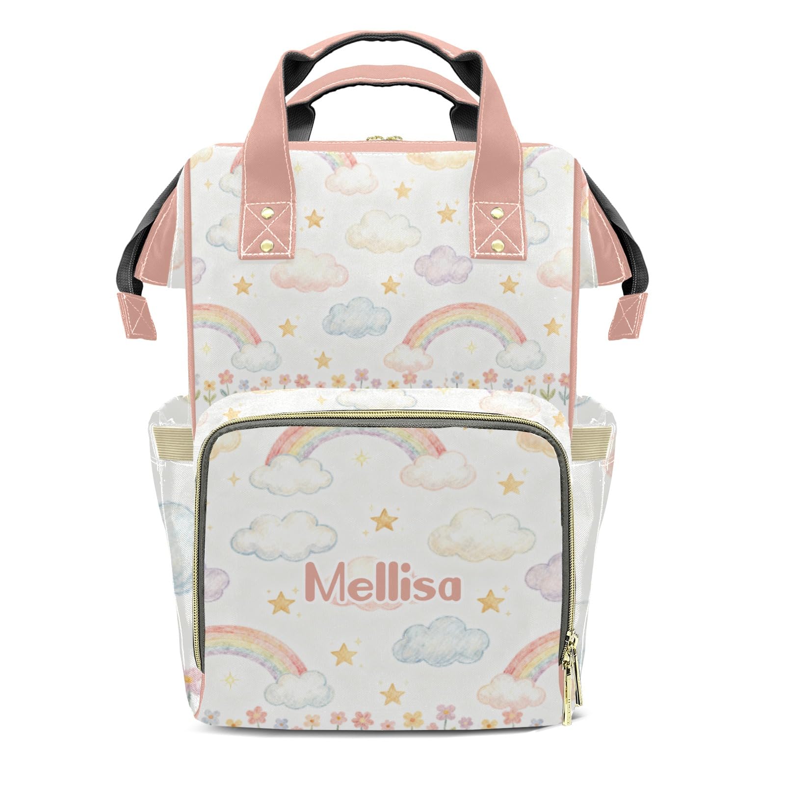 Personalized Diaper Bag Backpack Gift Watercolor Rainbow Star Cloud Ultimate Nappy Bag: Spacious, Waterproof &amp; Perfect for Travel