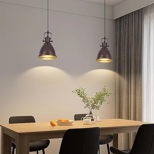 Miniatura 3 de Luces colgantes de granja para isla de cocina, 2 paquetes, iluminación de isla de cocina de 6.5 pulgadas, luz colgante industrial, iluminación