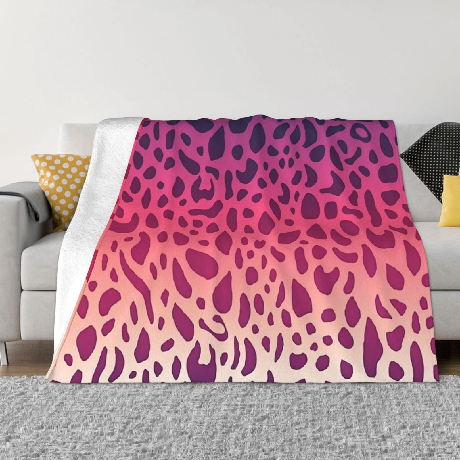 Couverture douce imprimé animalier dégradé, une idée cadeau chaleureuse pour lit