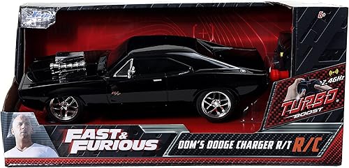 Miniatura 4 de Jada Toys - Cargador Dodge 1970 con control remoto rápido y furioso de 75 pulgadas color negro