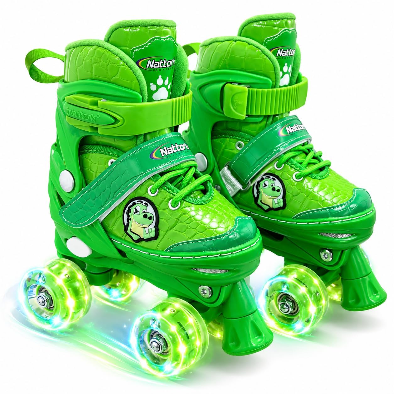 Nattork Roller Skates Boys Girls, 4 Sizes Adjustable Quad Skates with All Light up Wheels - Birthday Gift for Outdoor Indoor Sports