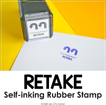 Mrs. Ds Corner Test/Assignment Retake Self-Inking Stamp Track RedOne Student Work for IEP Progress Monitoring .78" x .78", Choose Color Teacher Tool for Communication & Data Collection Red