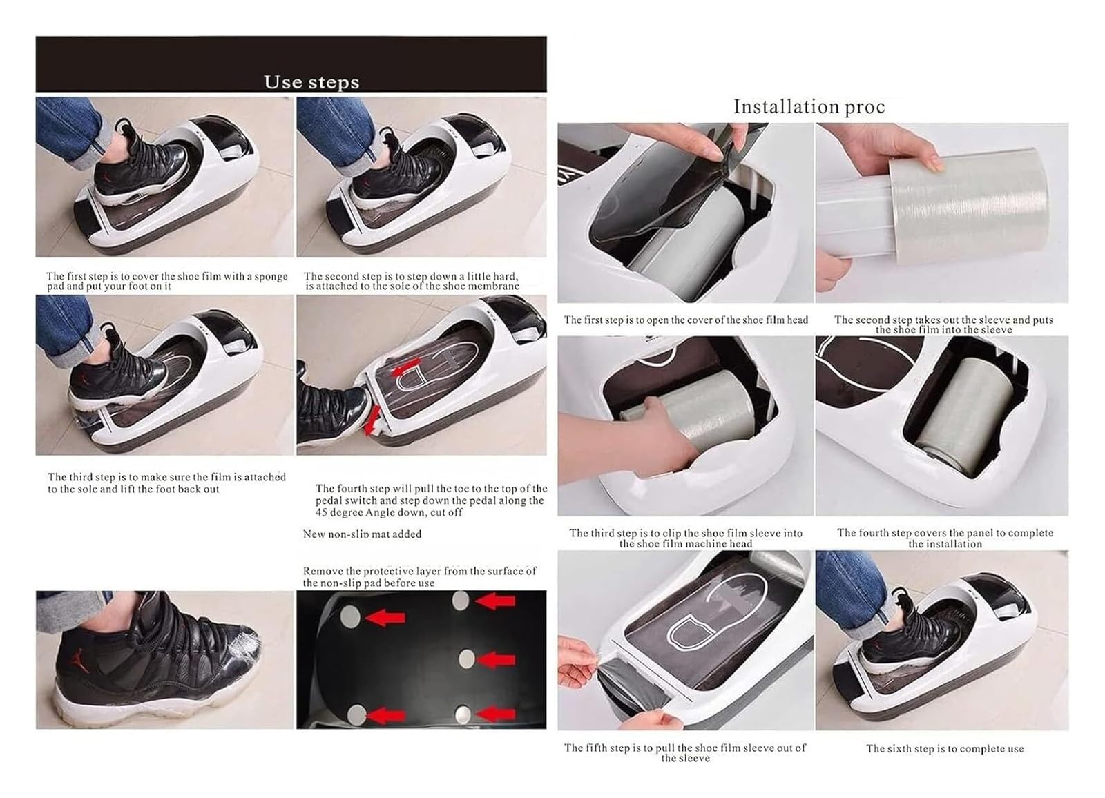 Cubrezapatos automático, dispensador portátil de cubrezapatos y botas for interiores, con 3 rollos de película, protector desechable for el suelo del hogar y la oficina.