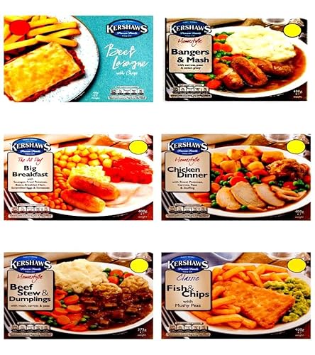 Kershaws Healthy 6 Pack Ready Meal Combo Bundles, High Protein Plant-Based Meals (Beef lasagne/Bangers & mash/All day big breakfast/Chicken dinner/Beef stew & dumplings/Fish & chips)