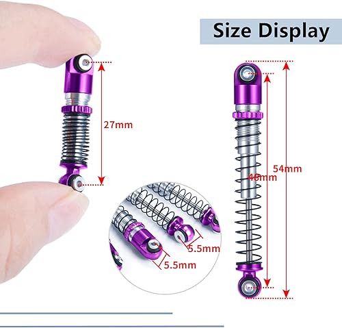Miniatura 4 de MORLORDY Amortiguadores ajustables de aleación de aluminio de 1.890 in para amortiguadores SCX24 de 1.890 in, actualizaciones 124 RC Crawler