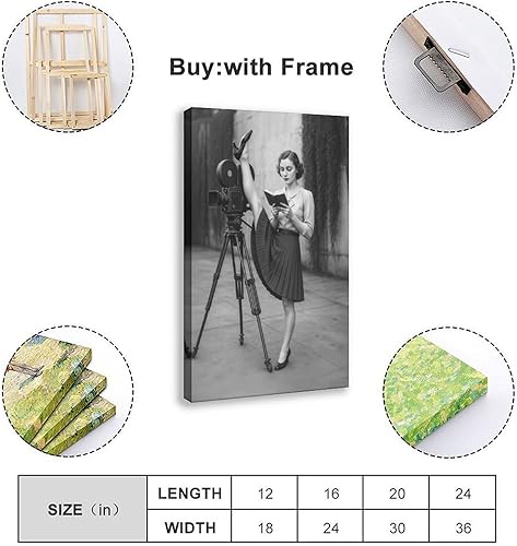 Miniatura 2 de AUHUE Film Crew Vintage Film_Creative Girl Black White Stretch Pose Movie Scene Retro Camera Behind Scene Cinematic Life Strong Women Unique Print