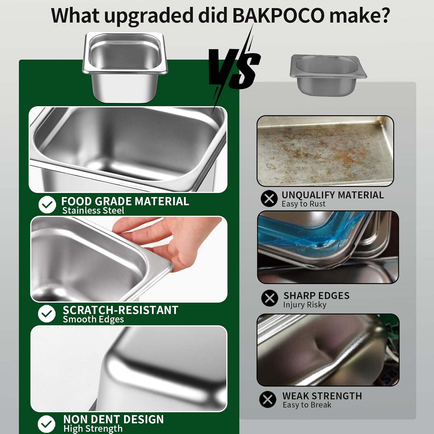 Hotel Pan With Lid 1/6 Size - 4" Deep 4 Packs Stainless Steel Food Pan for Steam Table, Commercial Restaurant, Anti Jam, Buffet - Image 3