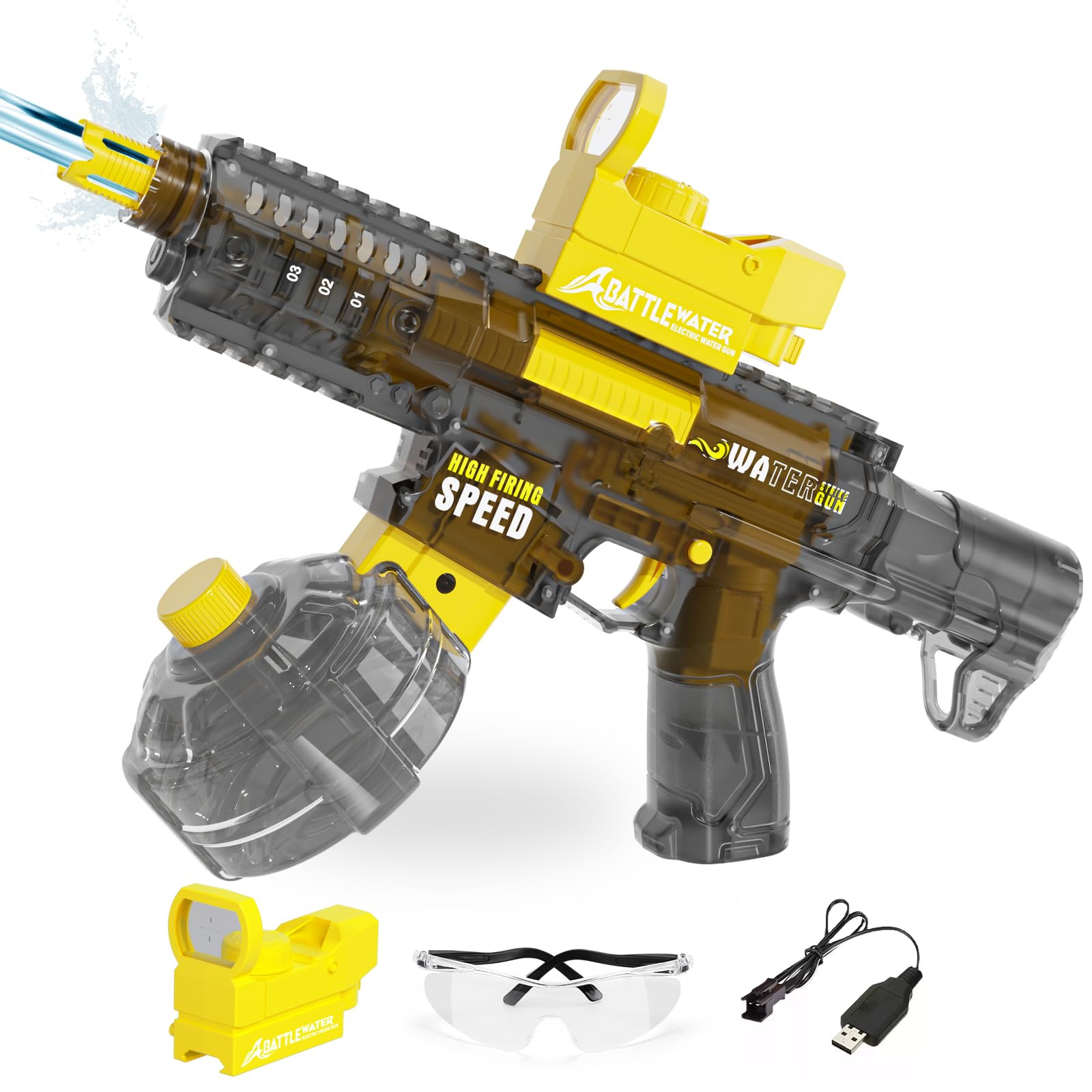 2025 Electric Water Guns for Adults Kids, Automatic Squirt Gun Toy for Kids Ages 4-8 8-12, Large Capacity High Power, 32ft Ultra-Long Range, Summer Pool Outdoor Beach Water Toys for Boys Girls（Yellow）
