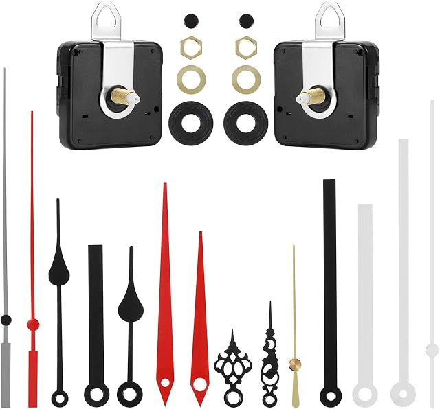 Opopark Silent Quartz Clock Movement Clock Mechanisms with Hands Battery Powered Short and Long Shaft Wall Clock Mechanism Motor Replacement DIY Repair Parts