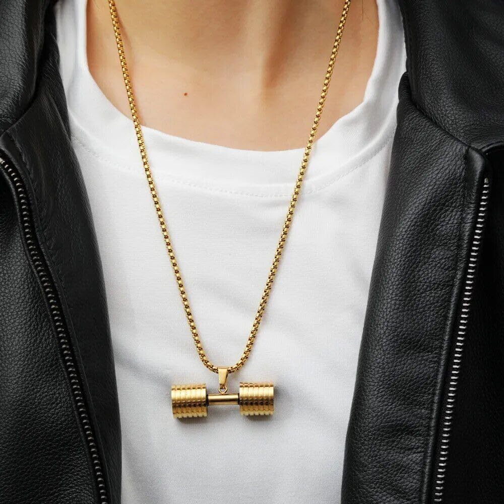 Fashion Jewelry Dumbbell Fitness Men's Stainless Steel Barbell Pendant Necklace