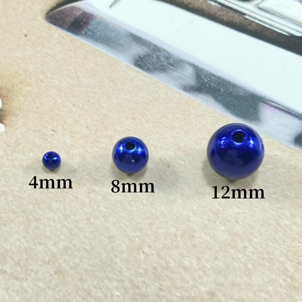 2000pcs Pearl Beads 4mm Royal Blue Pearl Craft Beads Round Loose Pearls with Holes for Sewing Crafts Decoration Bracelet Necklace Jewelry Making - Image 3