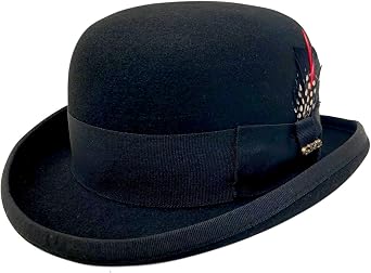 One Fresh Classic Bowler Derby 100% Wool Dress Folk Curled Brim Hat