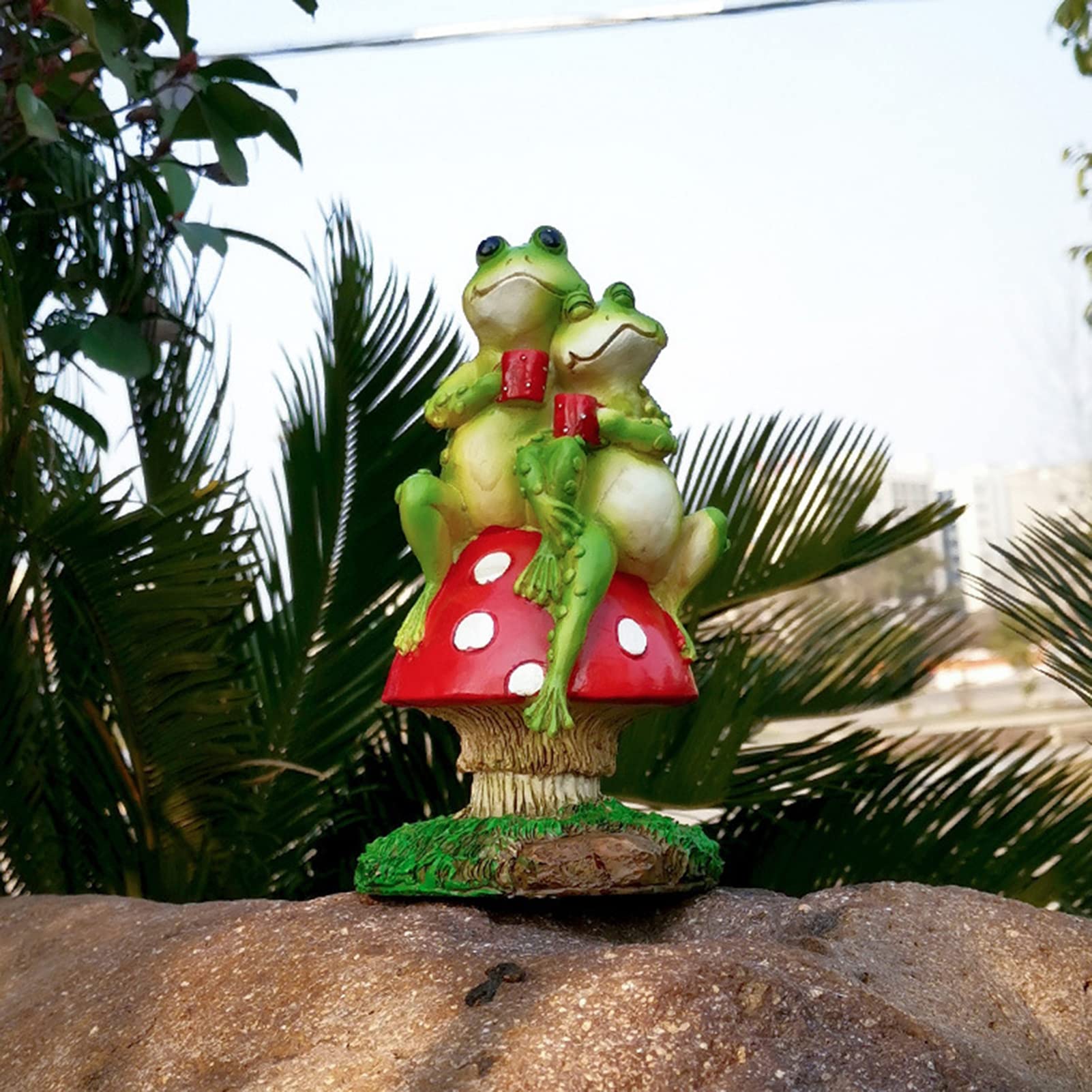 MFFIRE Statuette da Giardino, Coppia Rana Scultura,Regali di San Valentino, Piccoli Animali Resina Statua Decorazione per Patio, Prato, Cortile, Portico