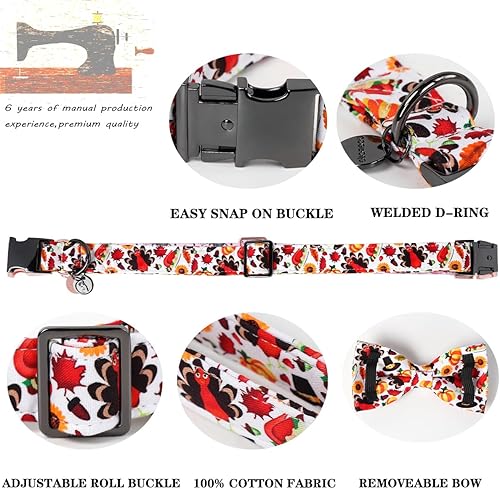 Miniatura 3 de DOGWONG Collar de perro fantasma de Halloween con corbatín, collar de perro de calavera rosa para Halloween, duradero y suave, collar de perro para