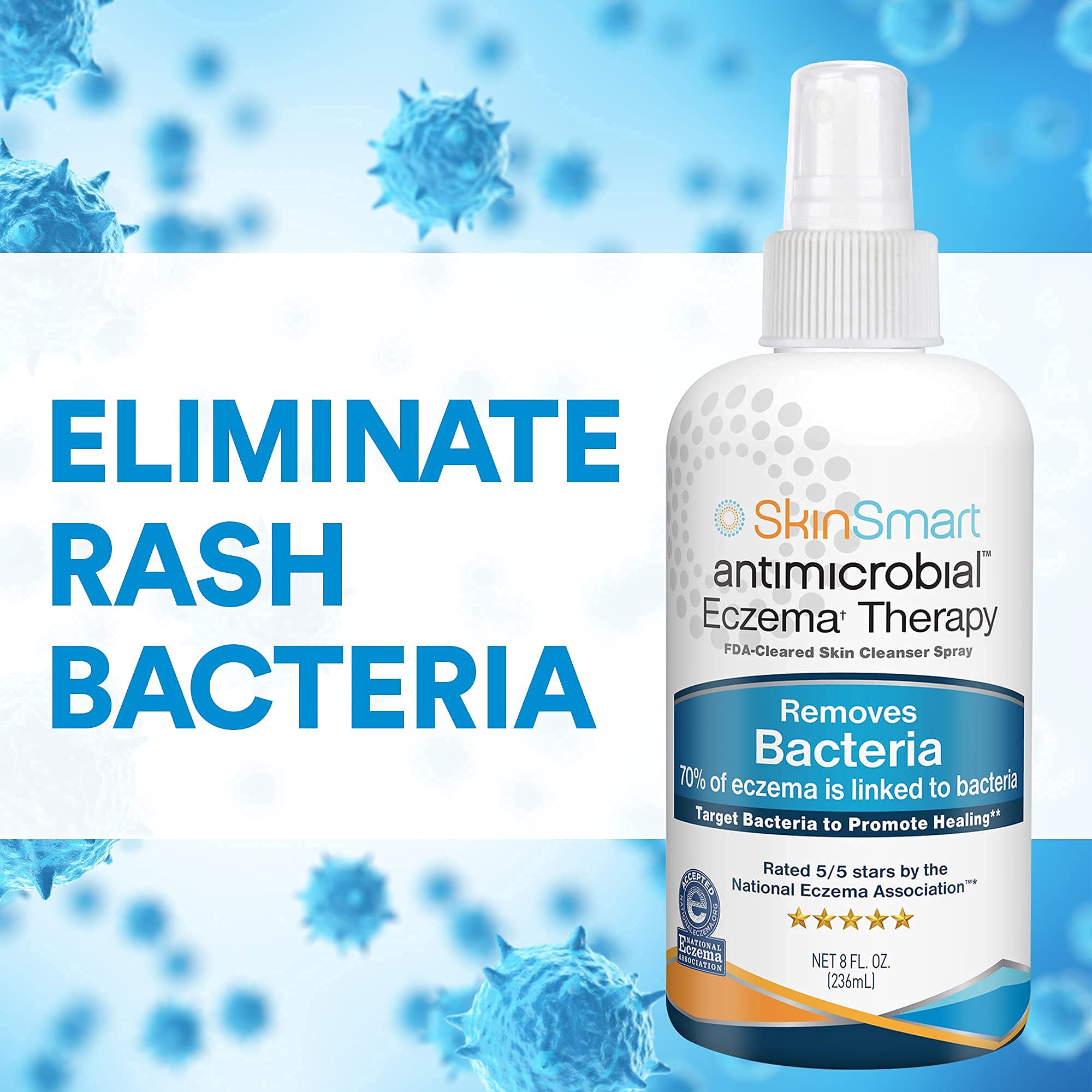 SkinSmart Antimicrobial Eczema Therapy Clear Spray to Remove Bacteria