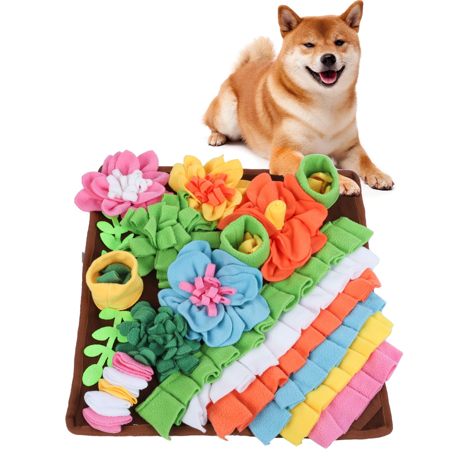 Romon Alfombra Olfativa para Perros – 40x40 cm, Manta Olfativa de Felpa Colorida, Juego Interactivo para Perros, Gatos y Conejos, Antideslizante, Lavable y Plegable, Marrón
