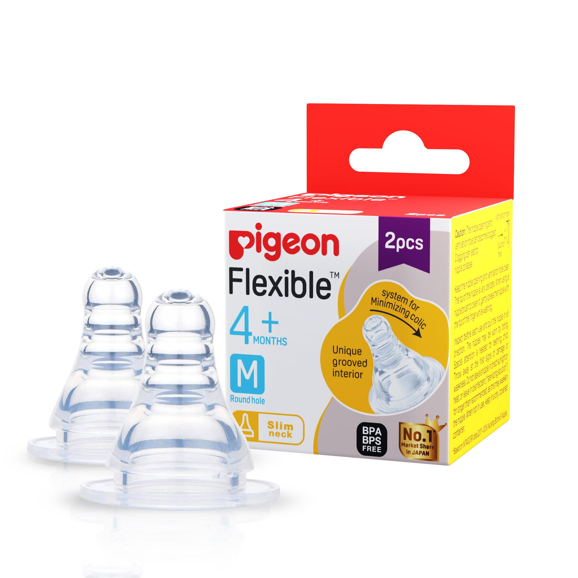 Pigeon Peristaltic Nipple M -2 Pcs, transparent, one size (88123)-image-4