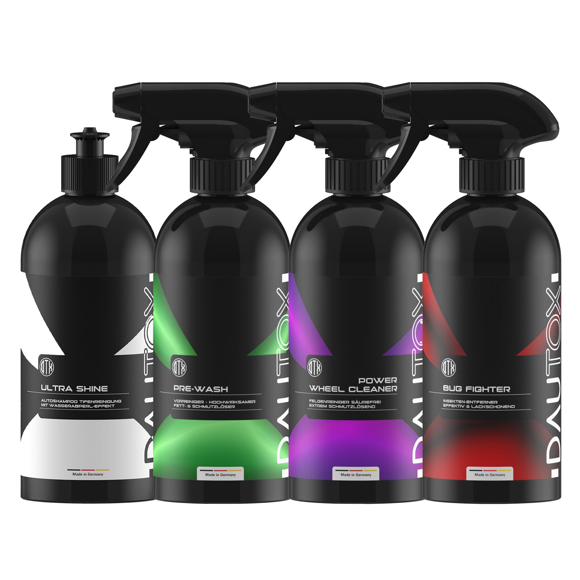 DAUTOX® Auto Reinigungsset – Autopflege Set für Innenraum & Außenbereich | Fahrzeugpflege Komplett- & Startersets | verschiedene Setgrößen (Außenpflege PRO Set | 4-teilig)