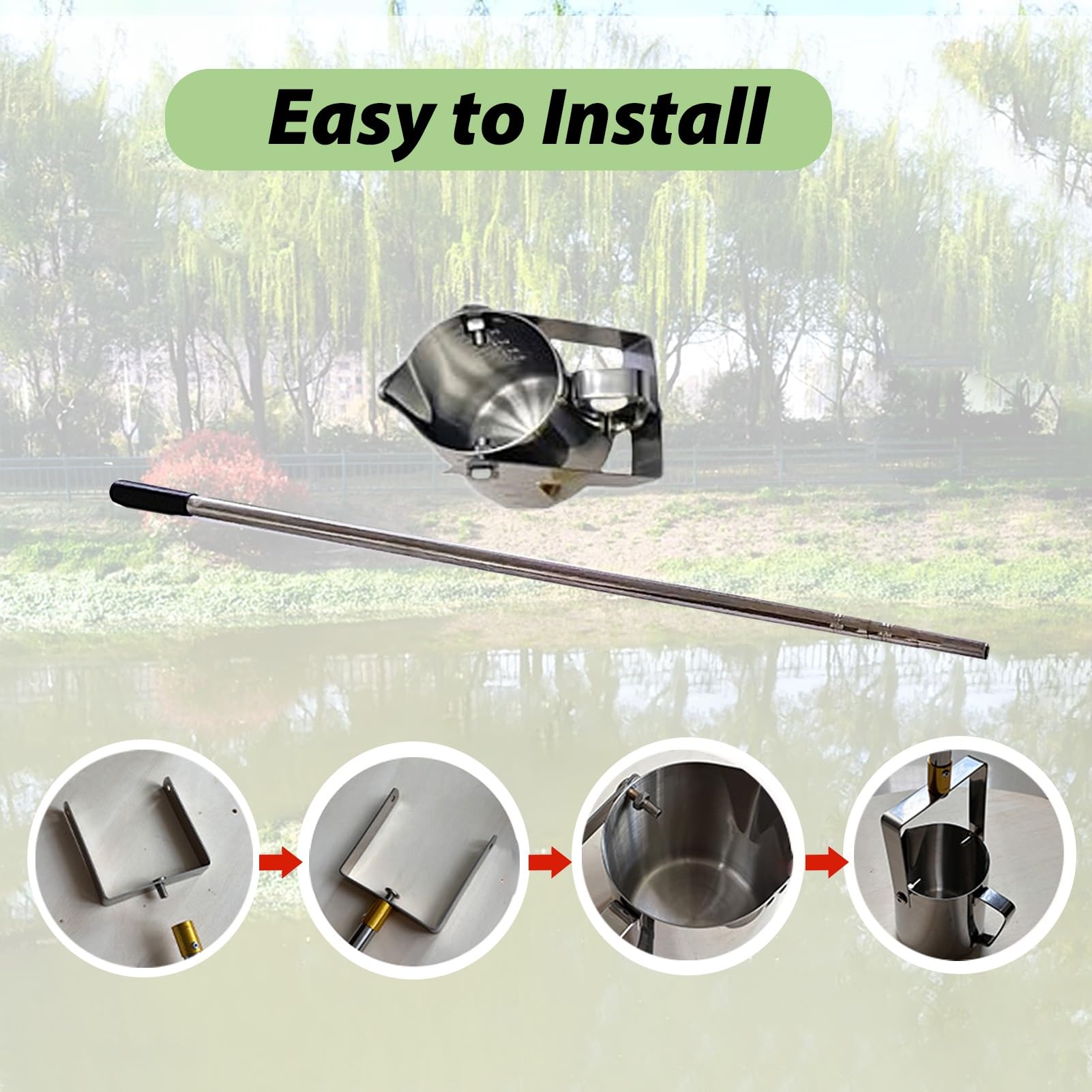 Teleskopstange Wasserprobenehmer Teleskop-Wasserprobenehmer mit Edelstahlstab, 500/1000-ml-Pendelbecher-Wasserprobenahme-Set, Metall-Probenehmer mit Messlöffel und Schöpfkelle(1000ml,1.17-4m/3.8-13.1f