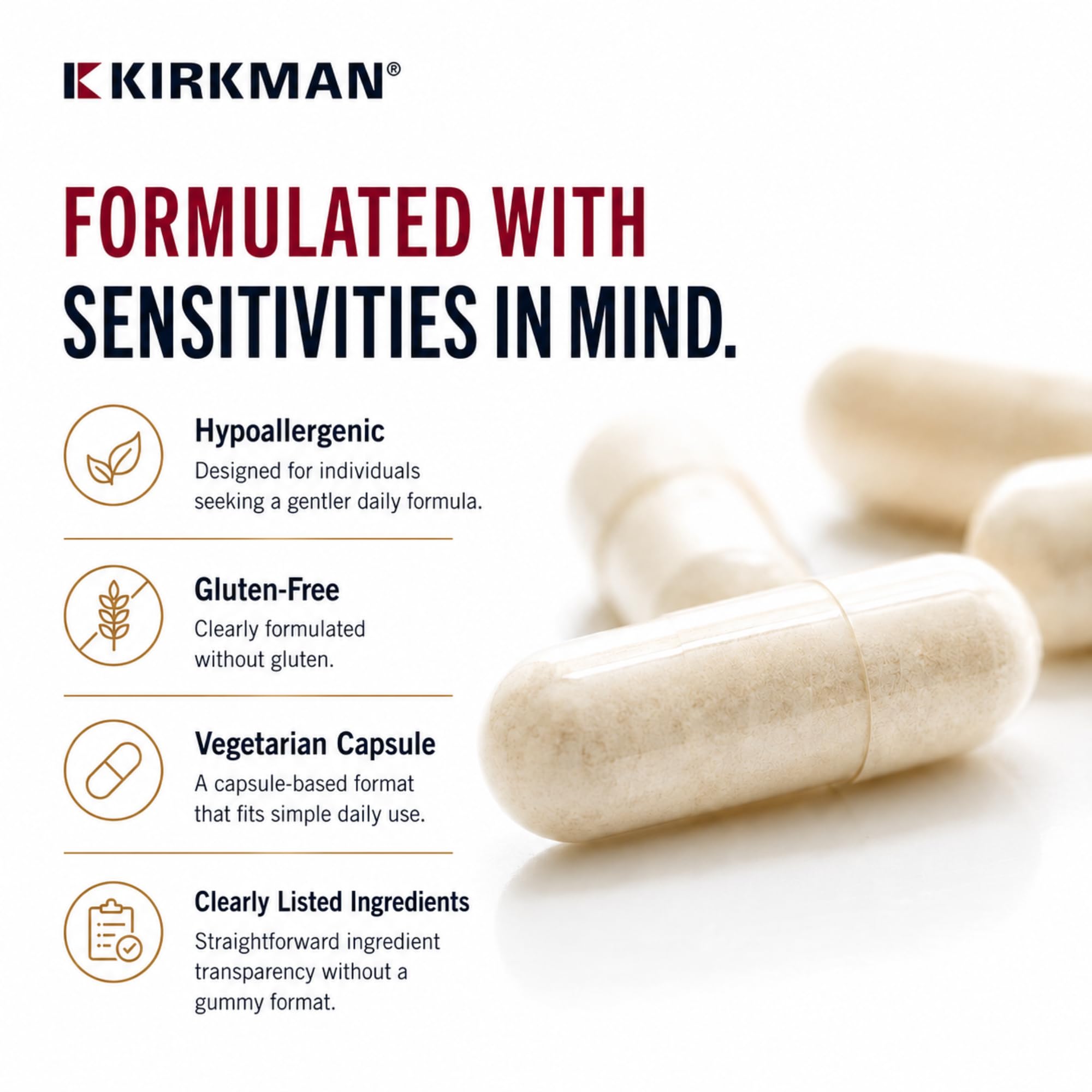 Kirkman Vitamin C Hypo Capsules, 250 mg, Hypoallergenic, 250 Veg Capsules — Amazon image 6