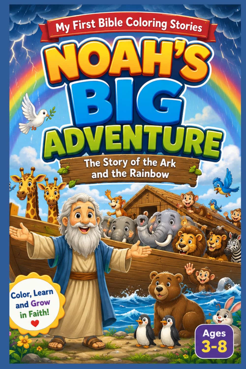 Noah’s Big Adventure: A Fun Bible Story About Noah’s Ark and the Rainbow with Coloring Pages for Kids (My First Bible Coloring Stories)