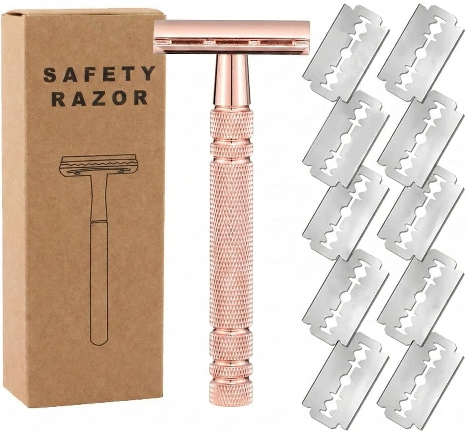 IMTKOOCO Matte Rose Gold Safety Razor, Single Blade Razors for Women ...