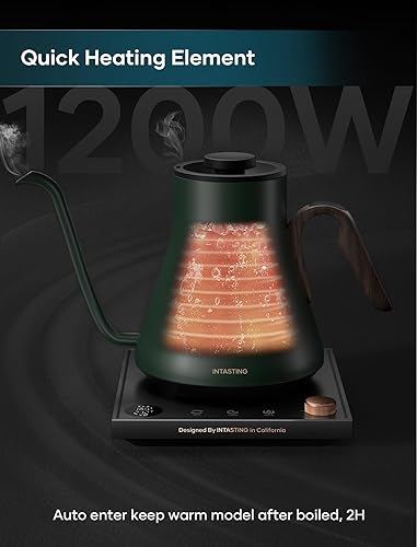 Miniatura 5 de Hervidor eléctrico, hervidor eléctrico de cuello de cisne, control preciso de temperatura de 1 , interior de acero inoxidable, calentamiento rápido