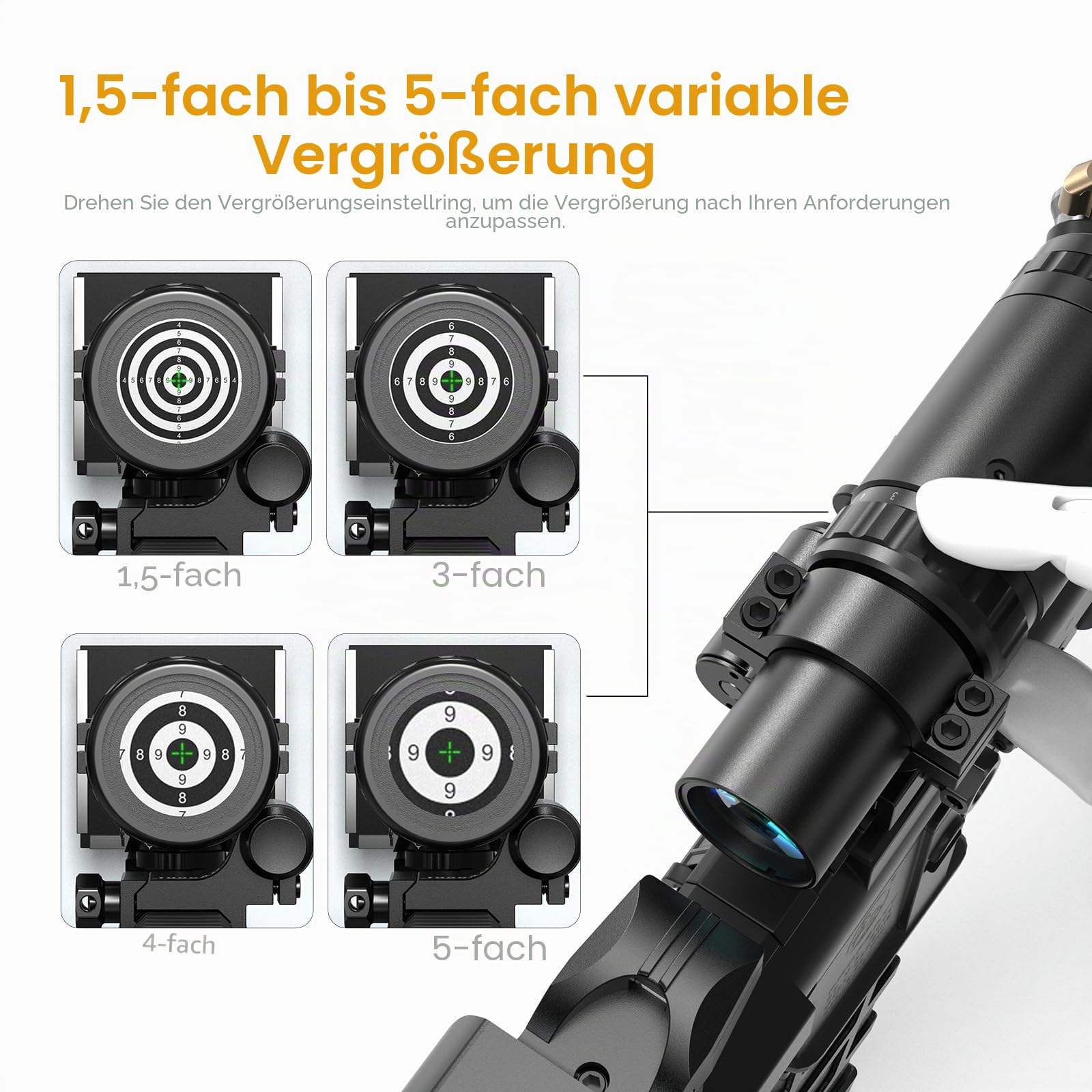 Feyachi 1.5X - 5X Lupe, Magnifier mit Flip to Side Mount Fokus Einstellung