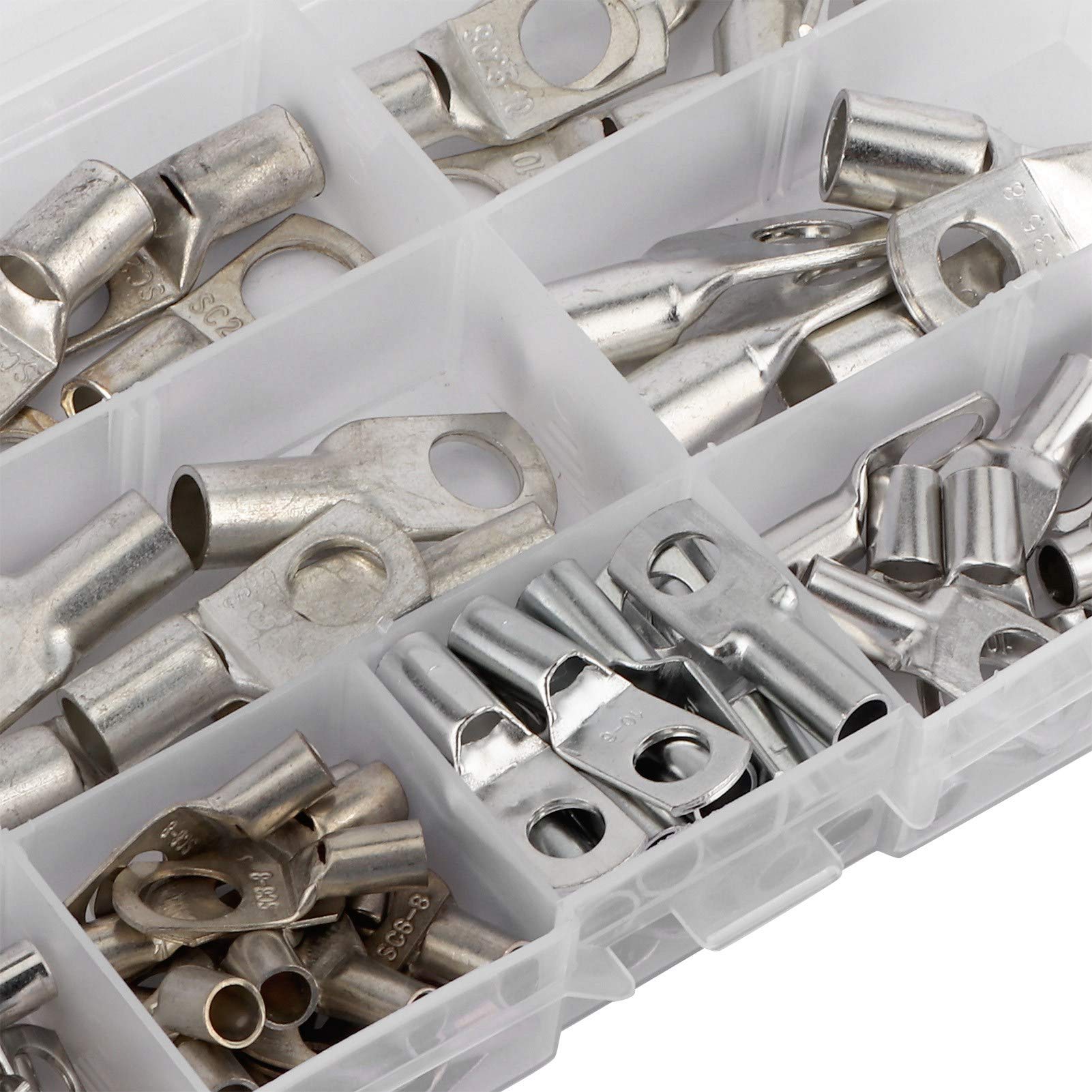 Terminali Di Filo Di Rame, 14-12 AWG OT2.5-6, Foro Di Bullone, Estremità Del Cavo Della Batteria, Occhielli Crimpatura Tubolare Anello, Terminali Connettori Argentati, 200 Pezzi - Foto 9