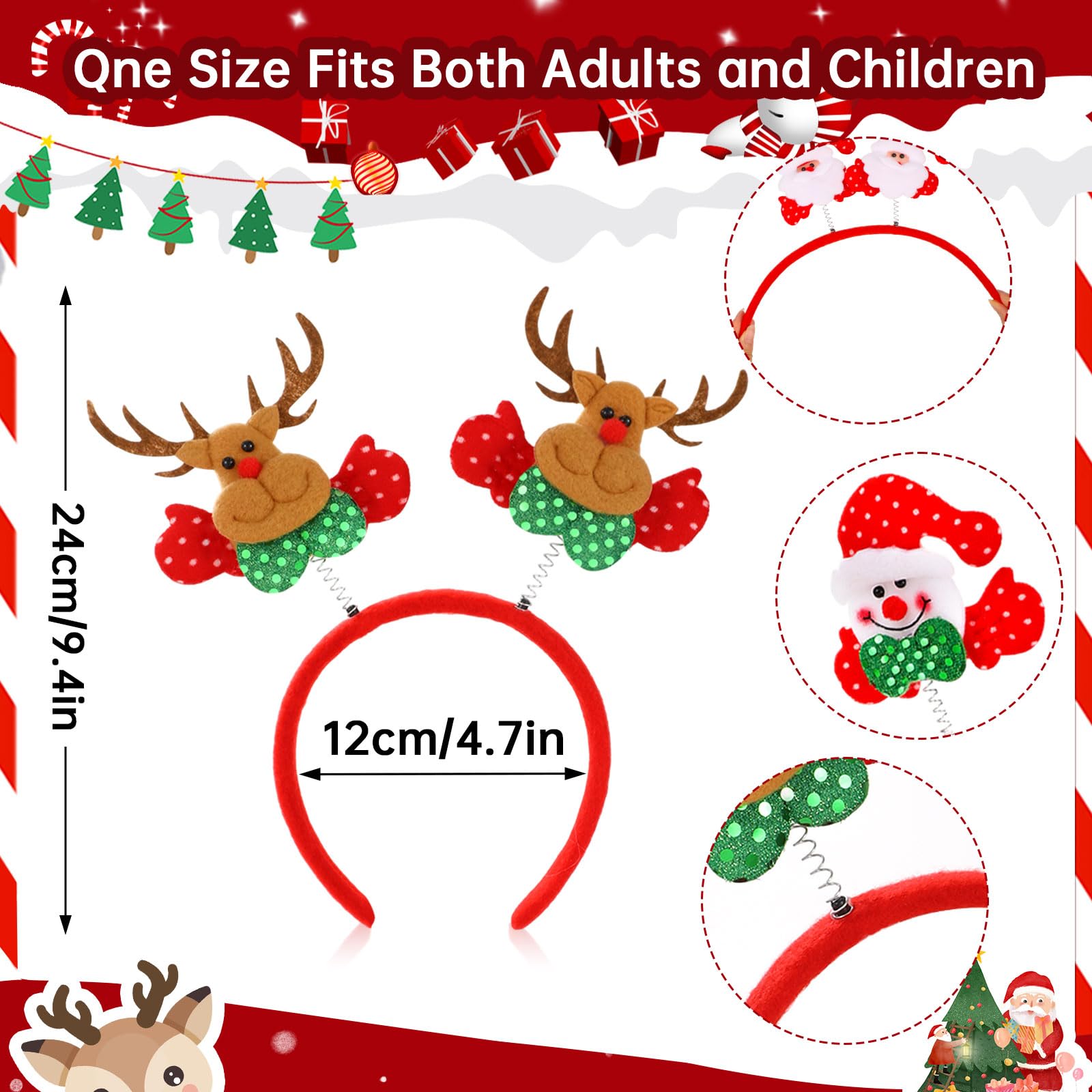 BTHRORO Christmas Headbands Party Glasses Ties Set - Image 2