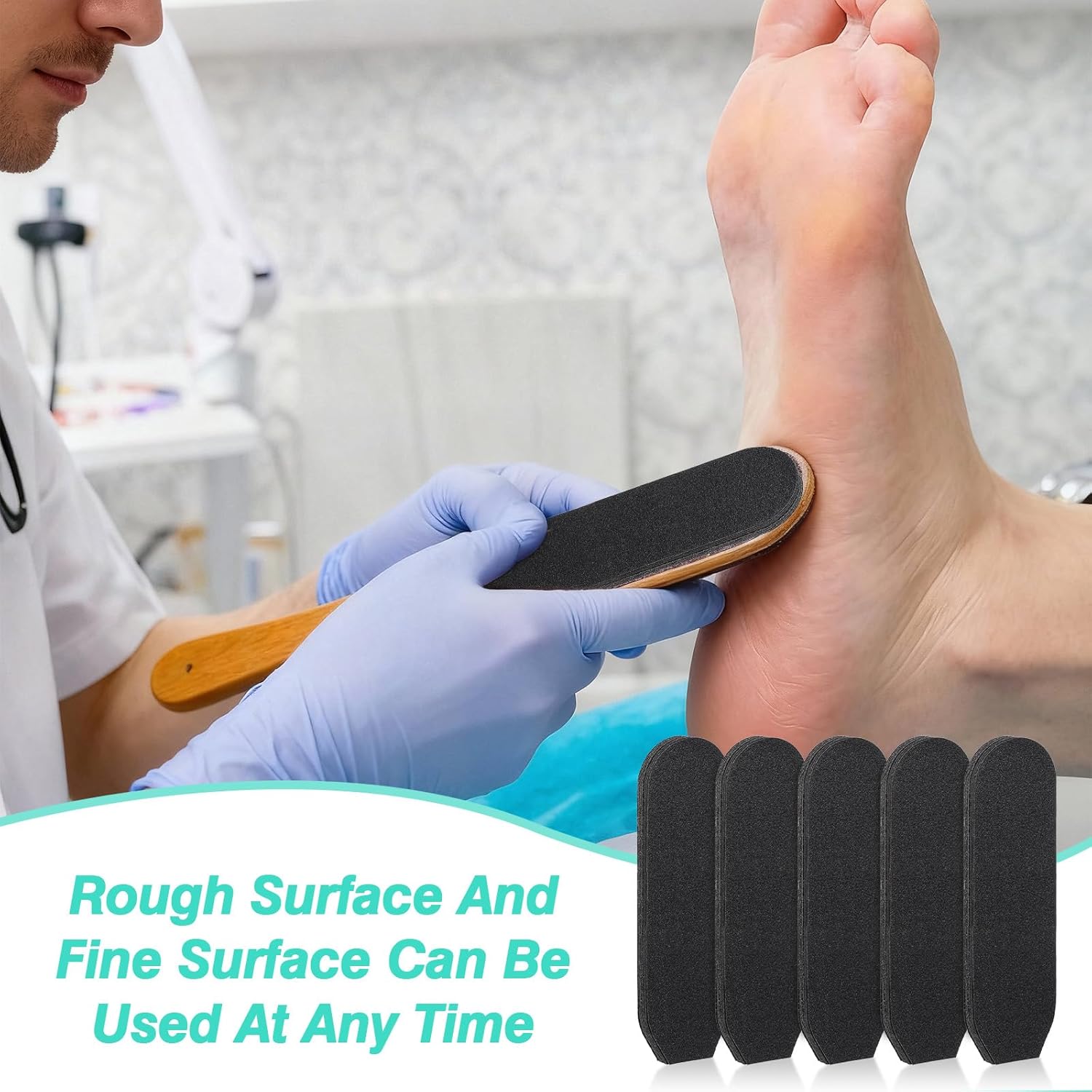 Thinp 30 Pcs Stainless Steel Foot File Replacement Pads, 180 Grit Pedicure Refill Pads Professional Pedicure Files Refills Disposable Feet Rasp Pad Reusable Feet Files for Pedicures (Black)