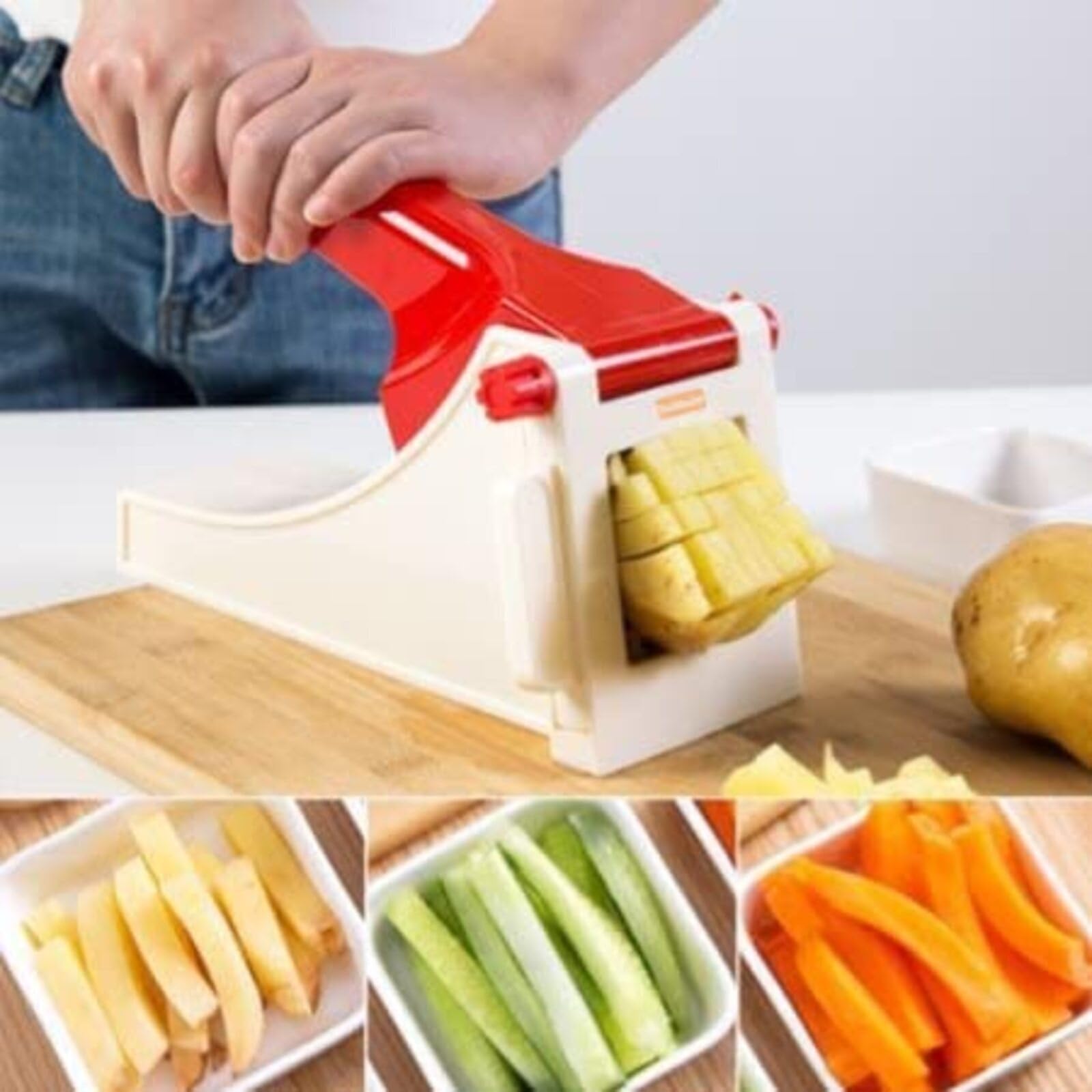 Solitude Plastic French Fries Maker Tater Slicer & Vegetable Cutter Manual French Fry Cutter, Potato Cutter Stainless Steel Potato Slicer Chopper Fruit Vegetable (Pack of 1) (B0C3YTHFG1) Amazon Price History, Amazon Price Tracker