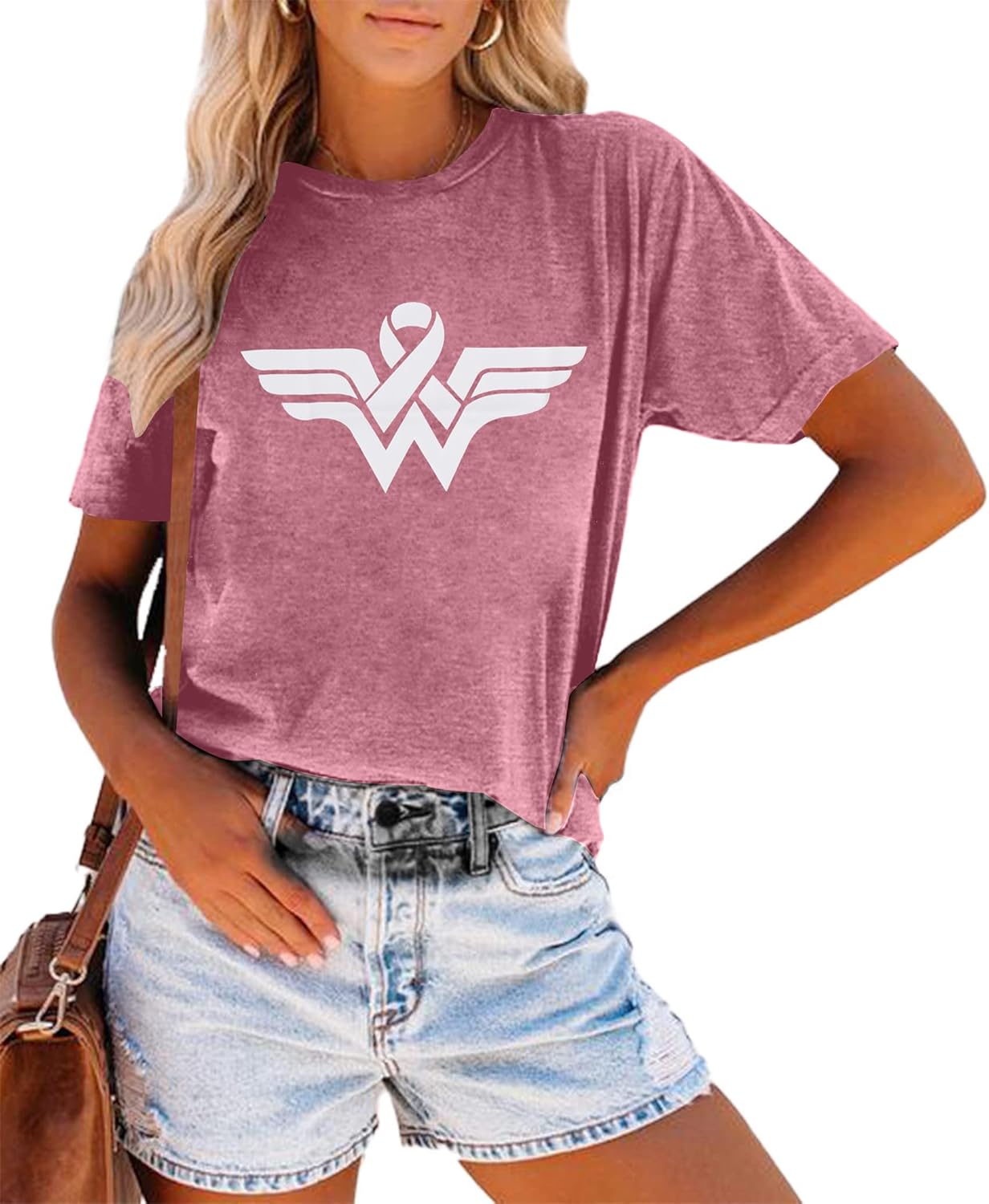 Breast Cancer Shirts for Women:Breast Cancer Awareness Shirts Cancer Care Gifts Short Sleeve Tee Top - Image 2