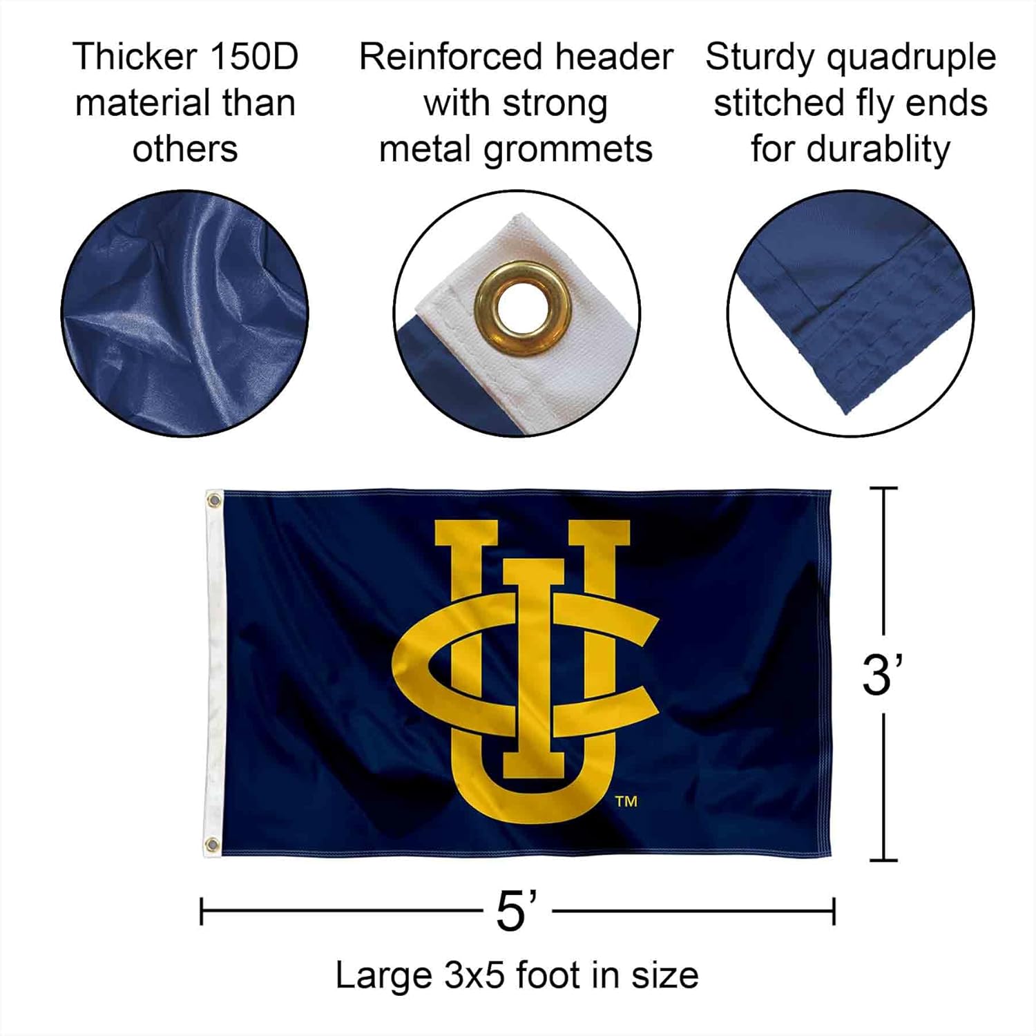 California Irvine Eaters Large Blue 3x5 College Flag - Image 2