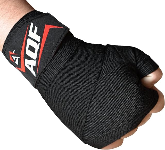 AQF Boxing Hand Wraps 4 Meter Elasticated Bandages with Thumb Loop For Combat Sports, Boxing, MMA & Cross Fitness - Protect Wrist, Hand and Knuckle