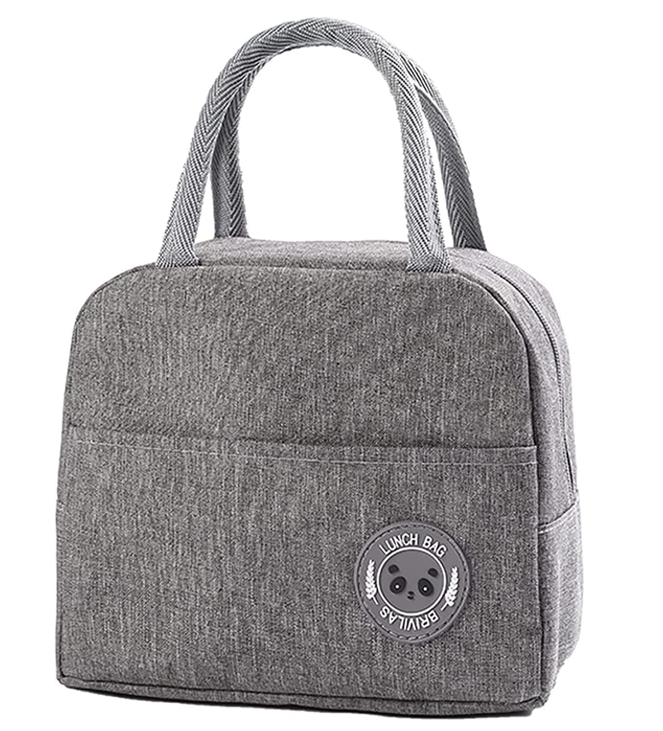 Insulated Panda Stylish Lunch Bag | Interior for Freshness | Spacious Yet Compact Design | Stylish Grey Color with Comfortable Handles (Cotton) (Grey)-image-31