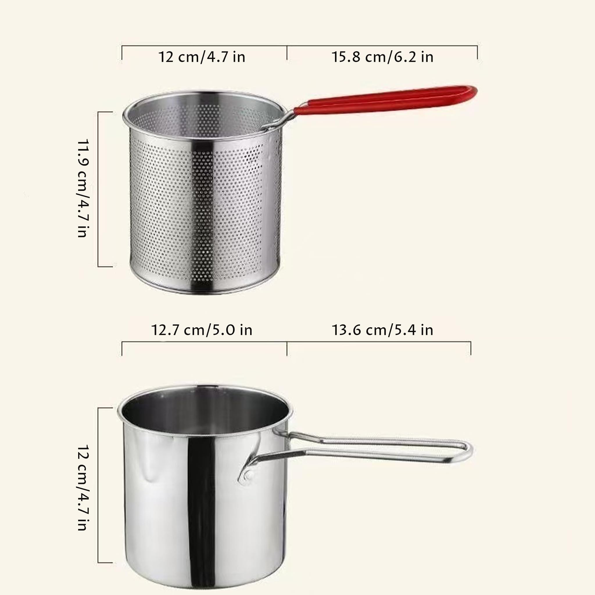 Friggitrice in acciaio inox con cestello e filtro, cestello estraibile