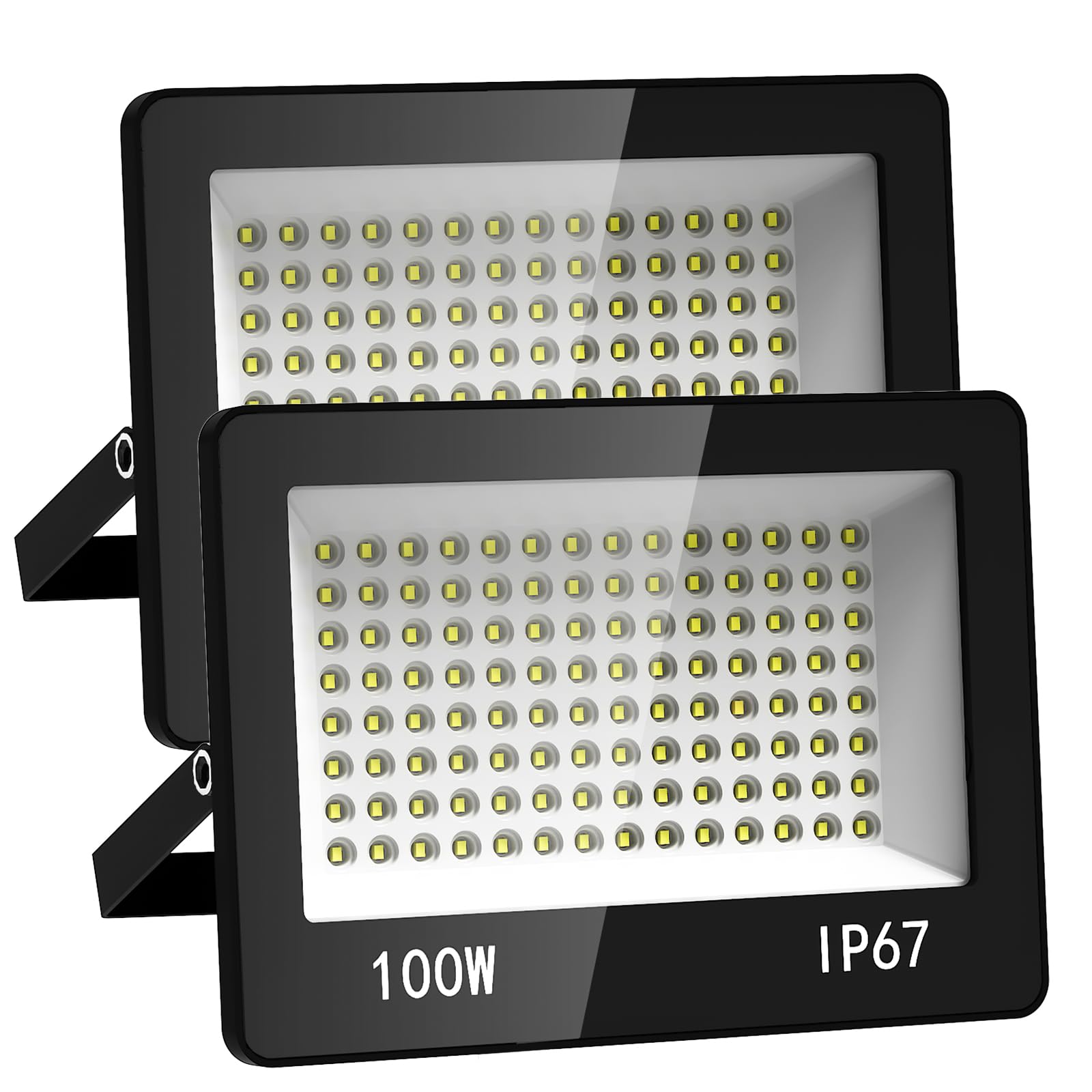LED Strahler Außen 100W, 2 Stücke 10000LM Aussenstrahler Wasserdicht IP67, Superhell LED Scheinwerfer 6500K Kaltweiß, Außenstrahler AC 220-240V für Garten Terrasse Garage